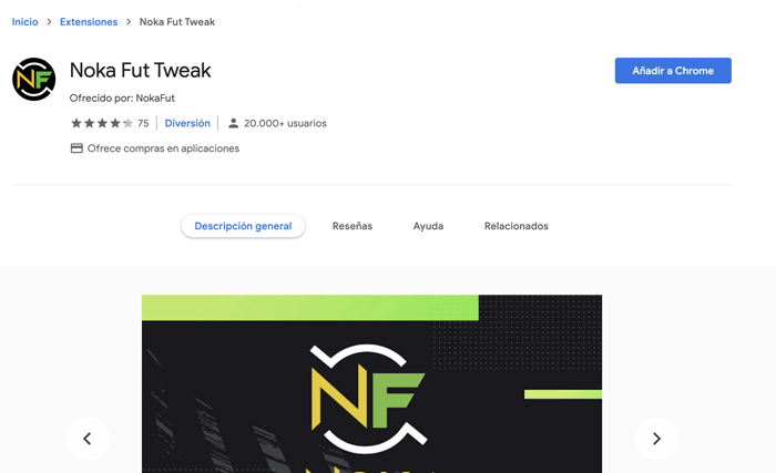 Añadir NokaFut a Chrome desde la Chrome Web Store