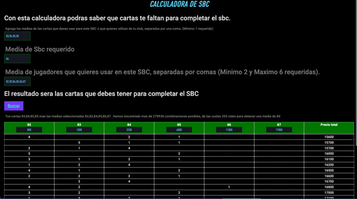 Calculadora de SBCs de NokaFut