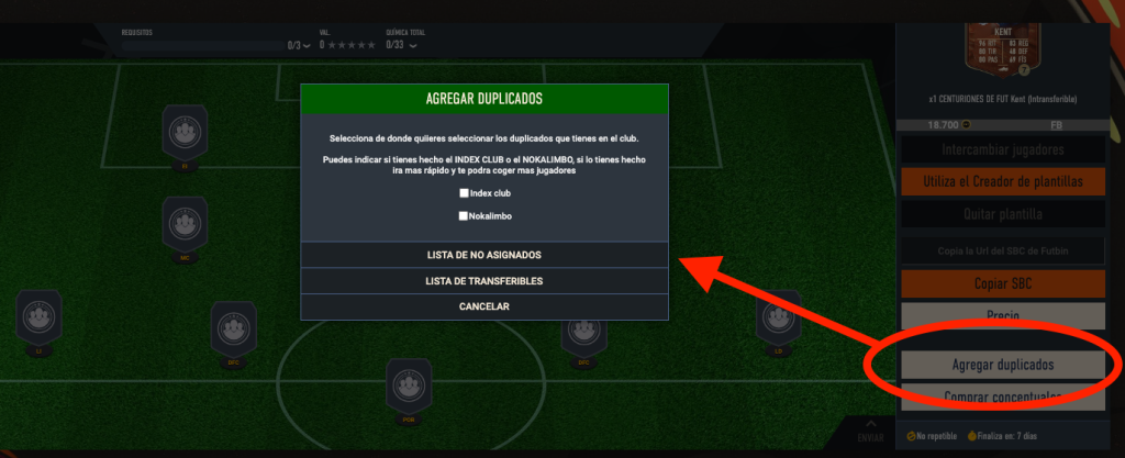Botón para agregar duplicados a un SBC en la Web App