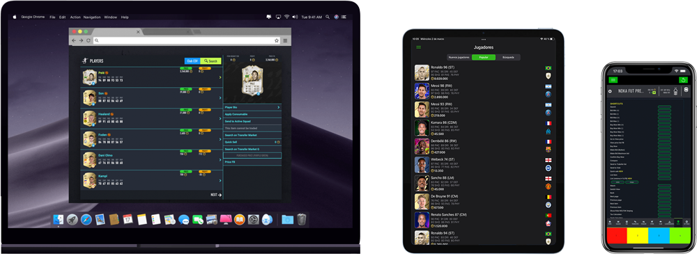 NokaFut funciona en Chrome, Brave, Edge, Opera, iOS y Android
