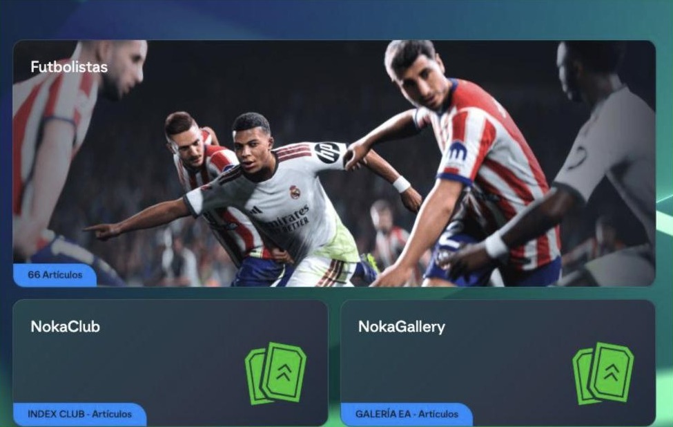 Pantalla Club de la Web App con los cuadrados NokaClub y NokaGallery