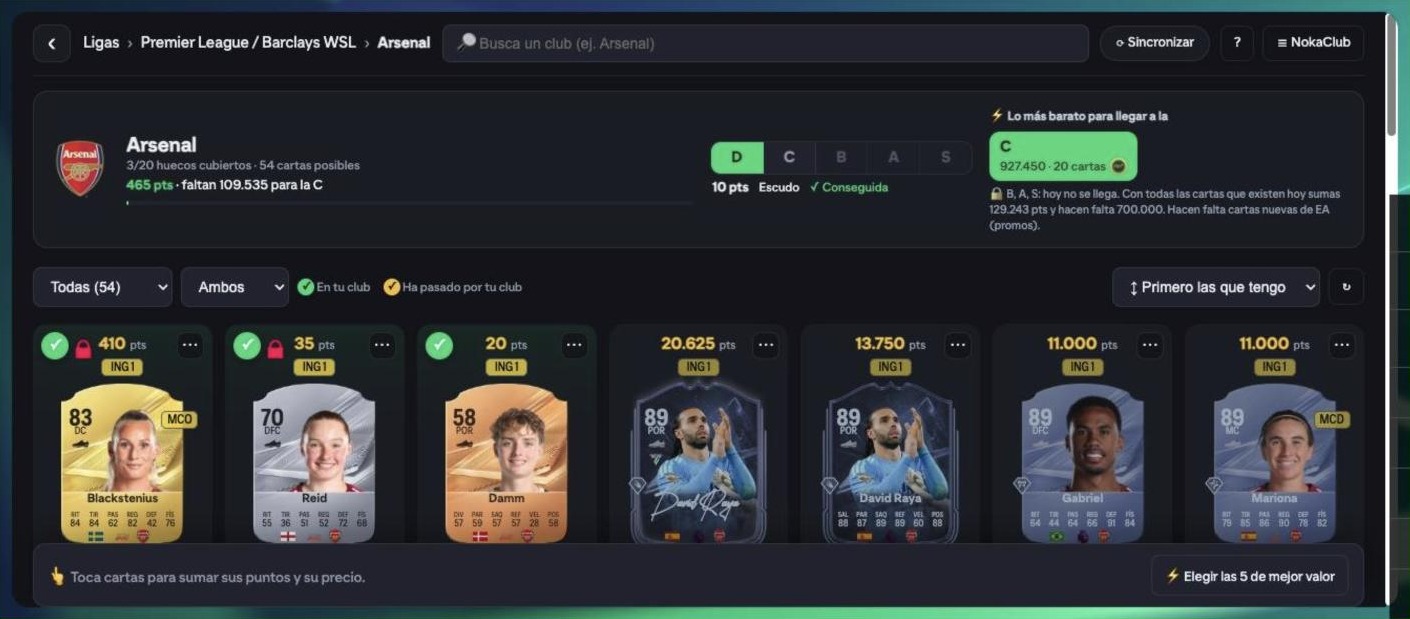 Álbum de un club con puntos, huecos, notas y cartas