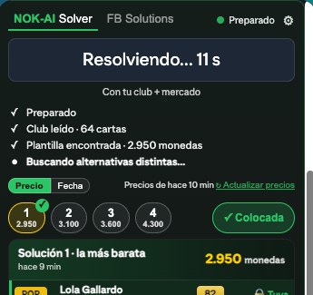 El Solver NOK-AI buscando la plantilla