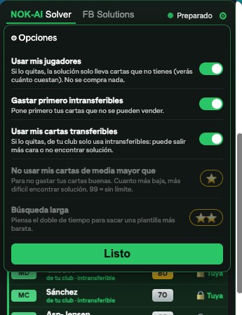 Opciones del Solver con el plan gratis
